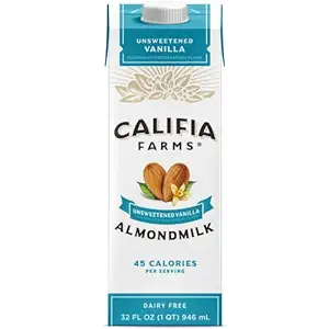 Califia Farms - Unsweetened Vanilla Almond Milk, 32 Oz, Dairy Free, Vegan, Plant Based, Keto, Shelf Stable, Vegan, Gluten Free, Non GMO, Sugar Free, High Calcium, Smoothie