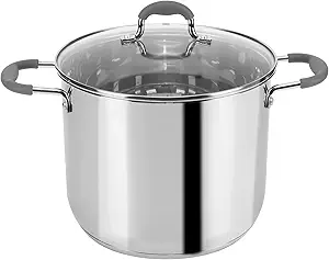 9.5-Quart Stainless Steel Nonstick Stock Pot with Lid Healthy Pasta Pot Cooking Pot Sauce Pot with Handle, All Stove Compatible Cookware, Easy to Clean Gray