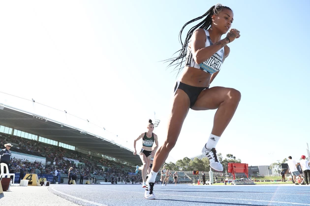 SYDNEY, AUSTRALIA - APRIL 07: Morgan Mitchell of Victoria competes in the Womens 800m final during the Australian Track and Field Championships at Sydney Olympic Park Athletic Centre on April 07, 2019 in Sydney, Australia. (Photo by Mark Metcalfe/Getty Images)