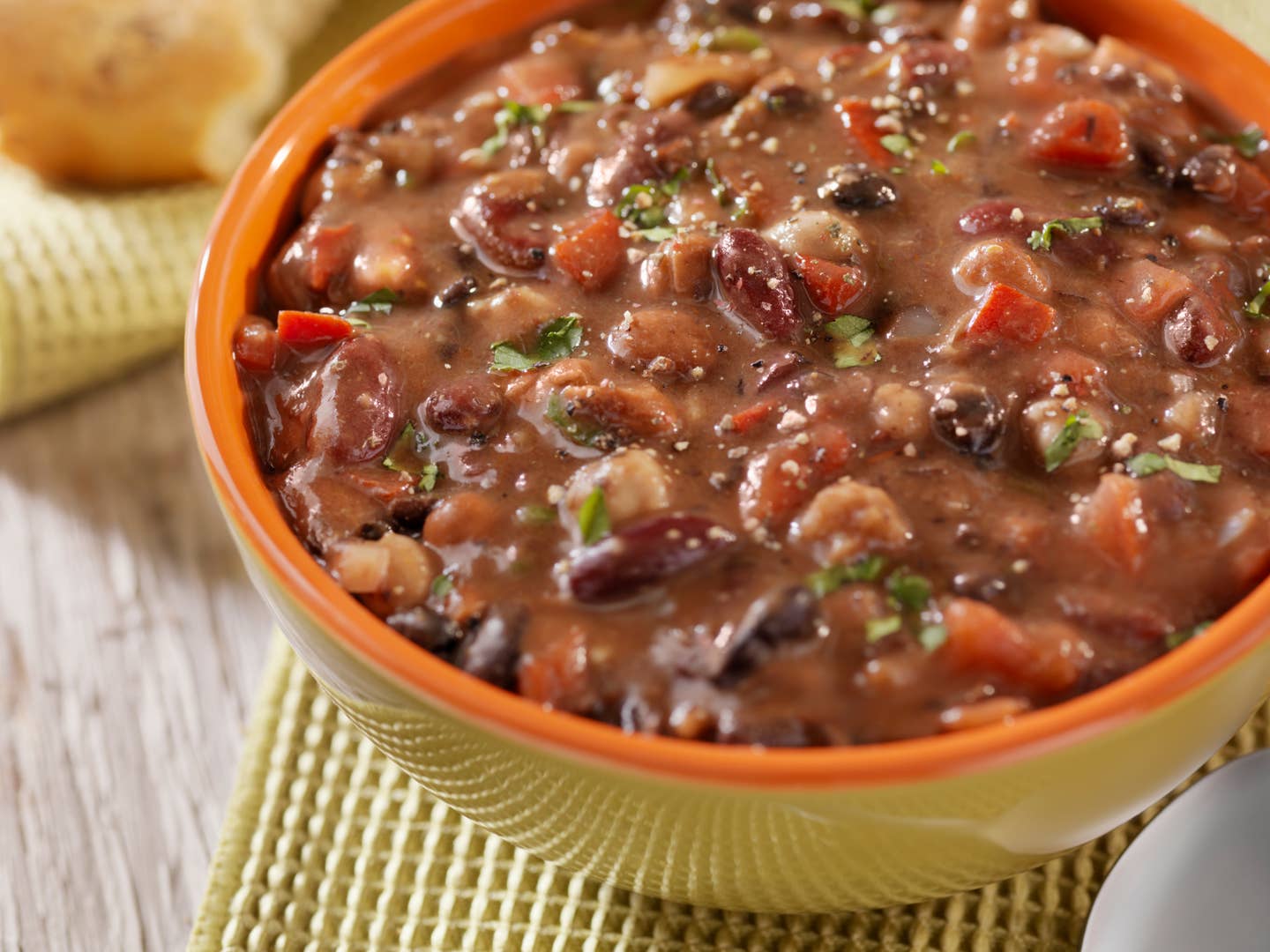 Three Bean Soup with Crusty Bread