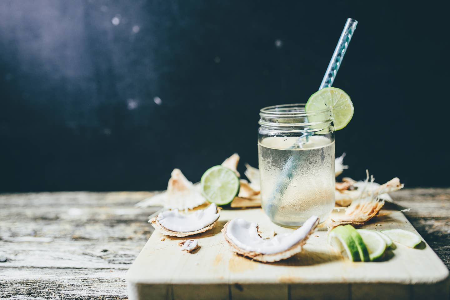 Coconut water in a jar