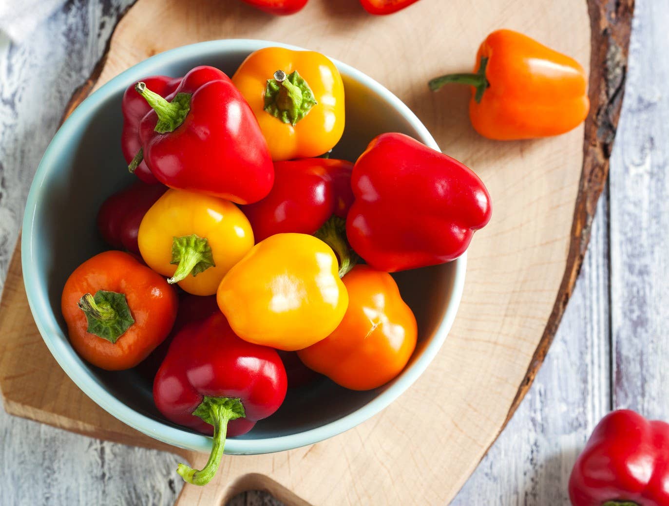 Mini bell peppers in bowl