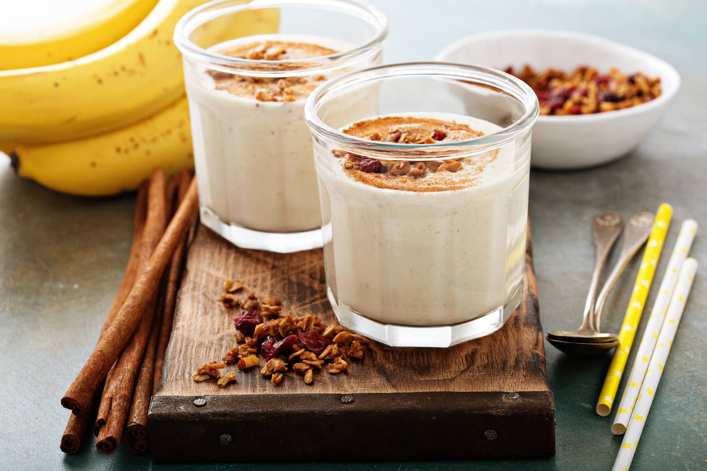 Banana smoothie in mason jars